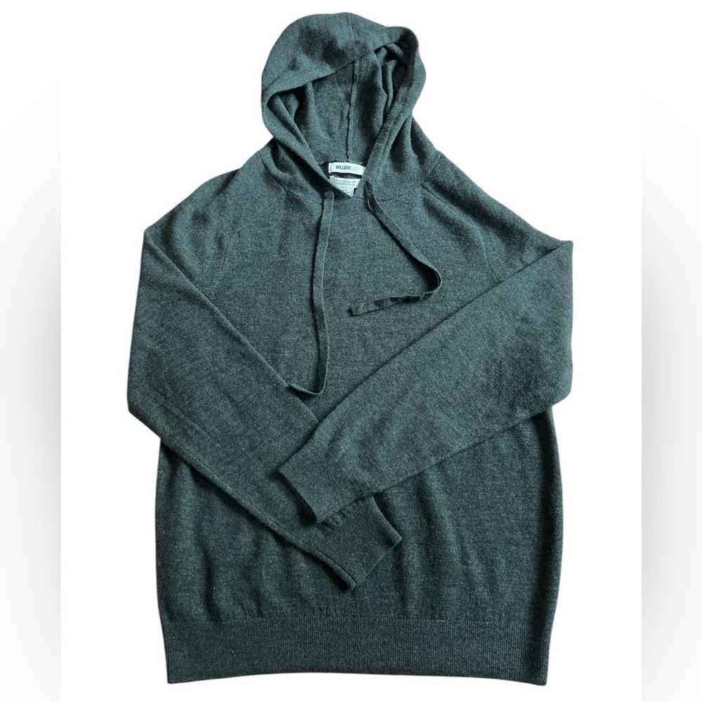 NWT WILLIAM RAST 100% EXTRA FINE MERINO WOOL HOODED SWEATER GRAY MEDIUM